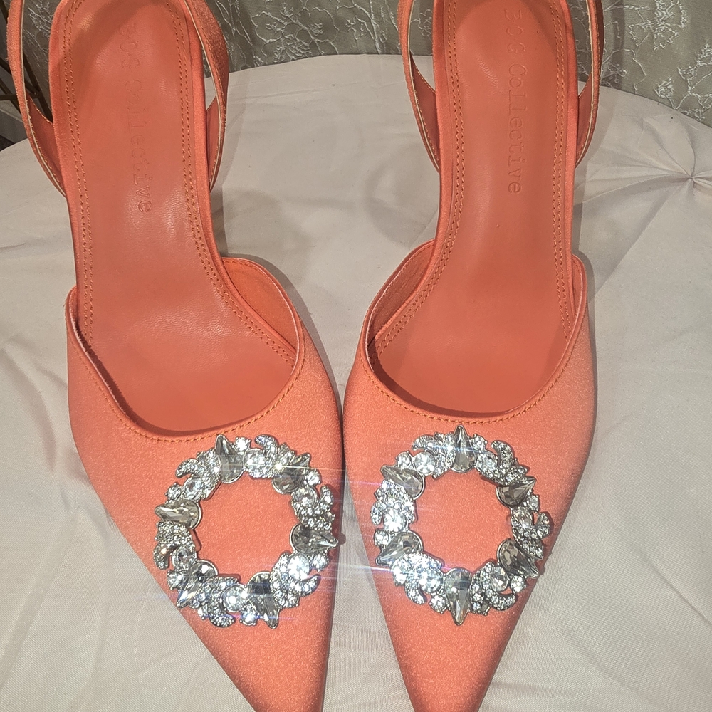 Orange Embellished Women's Shoes